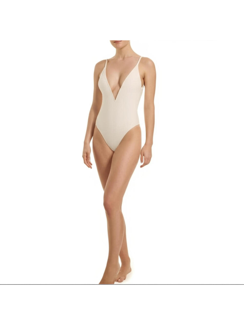 NWT Yitty Womens One-Piece Swimsuit Size XXL White Deep V-Neck High-Cut